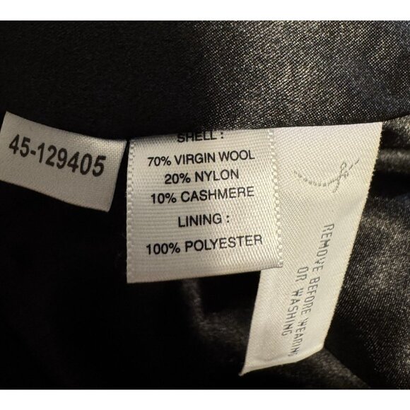 Ann Taylor Suit Jacket Blazer 10 Black Wool Cashmere Fur Trim Old Money Preppy - Picture 10 of 13